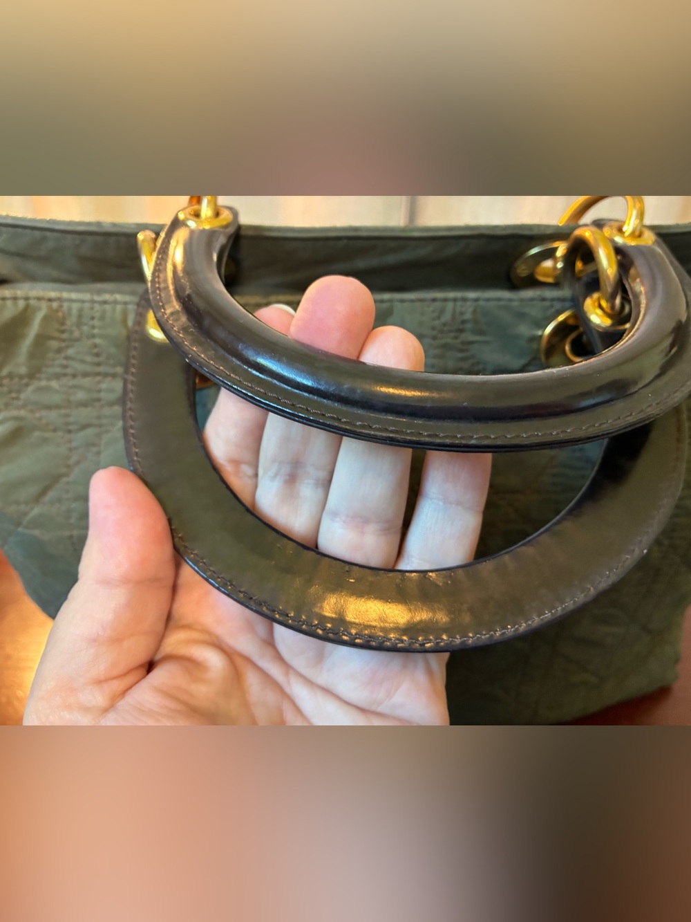 Dior Green Quilted Lady Dior Tote with Gold Hardware - Picture 11 of 11